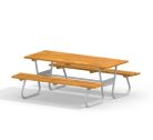 Wood-metal table with benches