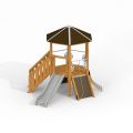 Six Angle w/ stairs & slide wooden playhouse Uvala